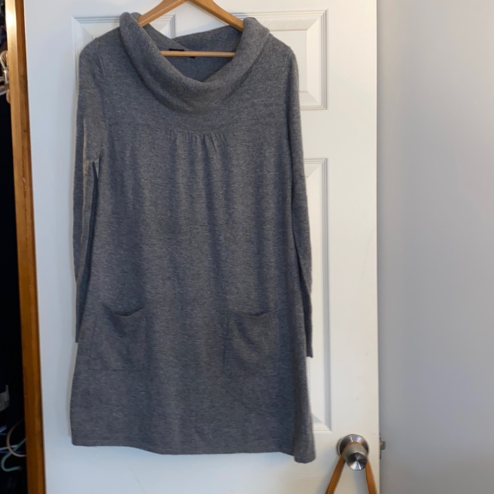 BCBGMaxAzria Cowl Neck Sweater Dress in Gray